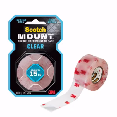 Cinta de Montaje Doble Cara Scotch-Mount™ Transparente, 25.4 mm x 1.52 m